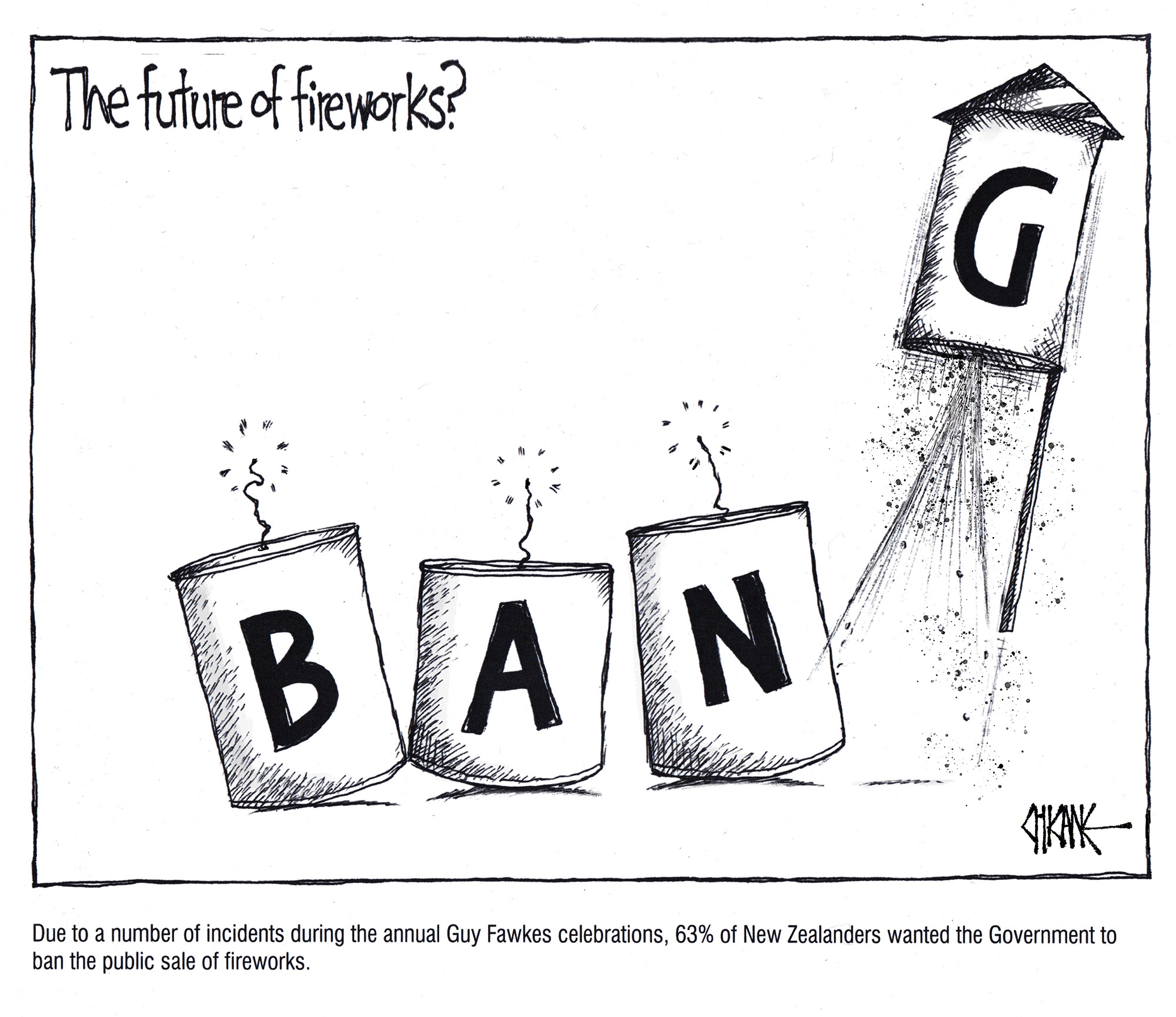 Bang. Fireworks cartoon by Chicane.