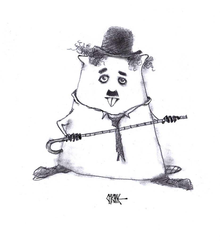 Charlie Chaplin Beaver cartoon with silence theme, cartoon by Chicane