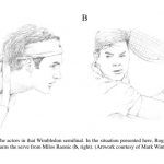 Drawings of Roger Federer and Milos Raonic